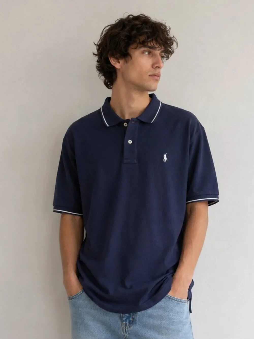 Polo Ralph Lauren Navy Polo Shirt Men XL White Pony Short Sleeve Cotton